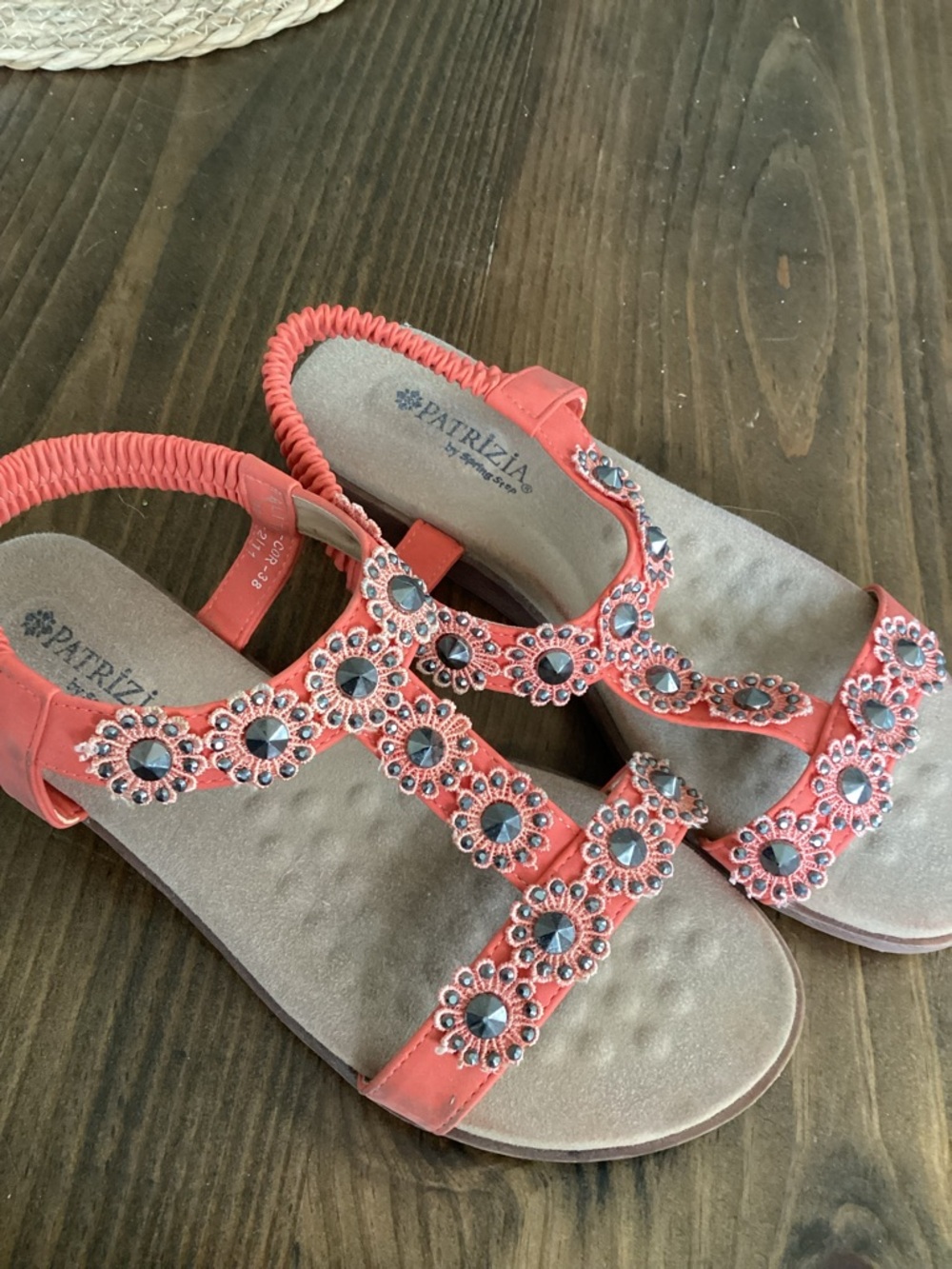 Patrizia Coral Embellished T-Strap Sandals